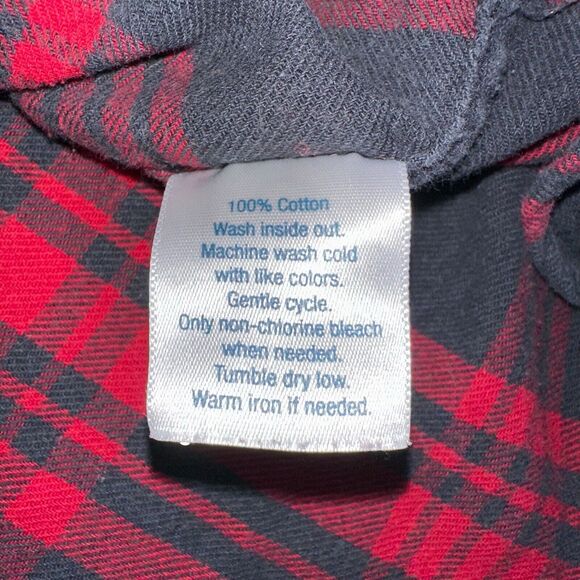 Mens Flannel Shirt Large Red Buffalo Checked Plaid Lumberjack Fisherman - Picture 9 of 16